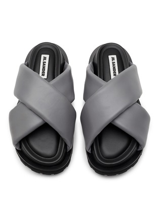 Detail View - Click To Enlarge - JIL SANDER - Cross Strap Leather Platform Sandals