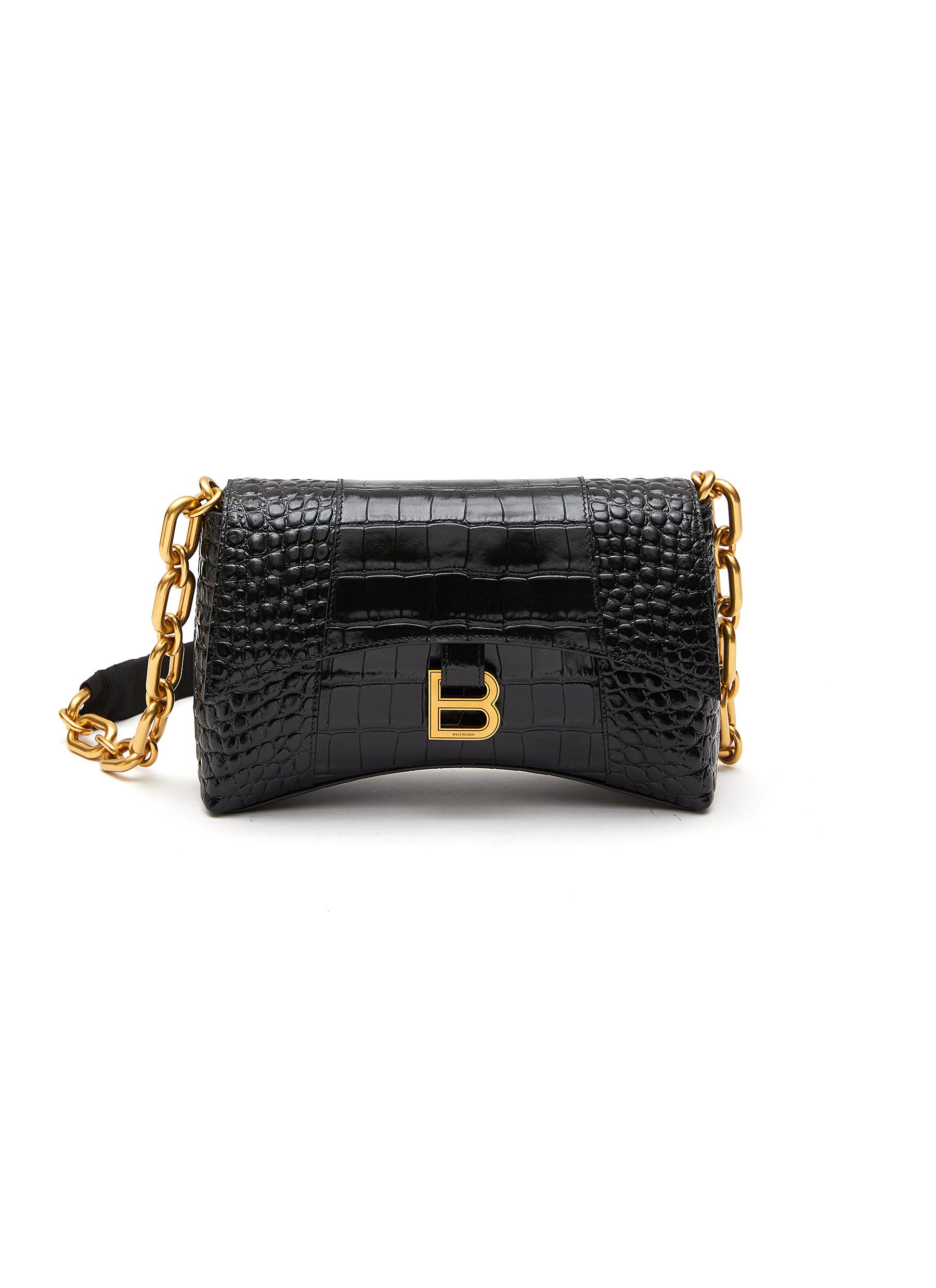 BALENCIAGA  'Downtown XS' croc-embossed leather shoulder bag