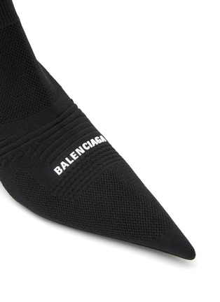 Detail View - Click To Enlarge - BALENCIAGA - ‘Knife' Logo Appliqué Point Toe Knit Boots