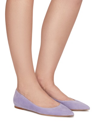 Figure View - Click To Enlarge - GIANVITO ROSSI - Gianvito' Point Toe Suede Skimmer Flats