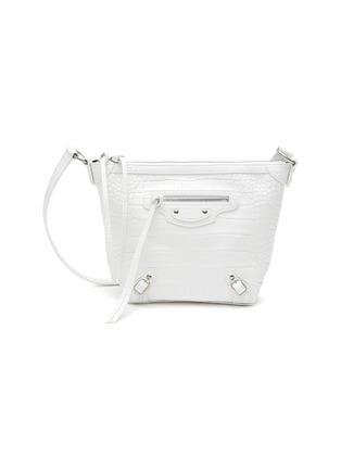 Main View - Click To Enlarge - BALENCIAGA - ‘NEO CLASSIC XS' CROC-EMBOSSED HOBO BAG