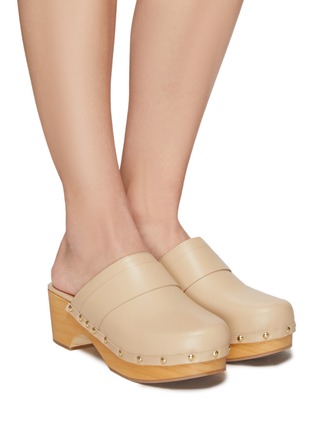 Figure View - Click To Enlarge - AEYDE - Bibi' Studded Welt Chunky Heel Leather Clogs