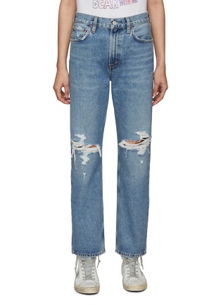 Main View - Click To Enlarge - AGOLDE - ‘MIA’ DISTRESSED KNEE DETAIL CROPPED STRAIGHT LEG JEANS