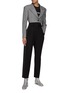 Figure View - Click To Enlarge - MIU MIU - Glen Check Cropped Single Breasted Blazer