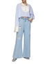 Figure View - Click To Enlarge - MIU MIU - Strass Adorned Paperbag Waist Riped Wide Leg Jeans