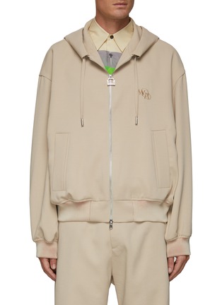 Main View - Click To Enlarge - WOOYOUNGMI - Logo embroidered drawstring zipped hoodie
