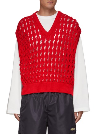 Main View - Click To Enlarge - WOOYOUNGMI - Cable crochet v-neck vest