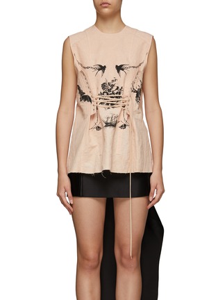 Main View - Click To Enlarge - PRADA - Tattoo print sleeveless lace-up top