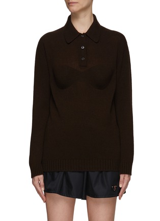 Main View - Click To Enlarge - PRADA - Bra cup knitted polo top