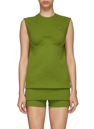 Main View - Click To Enlarge - PRADA - Bra Cup Jacquard Tank Top