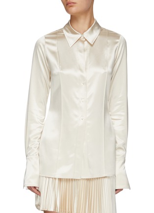Main View - Click To Enlarge - PETER DO - Pleated silk button-down shirt