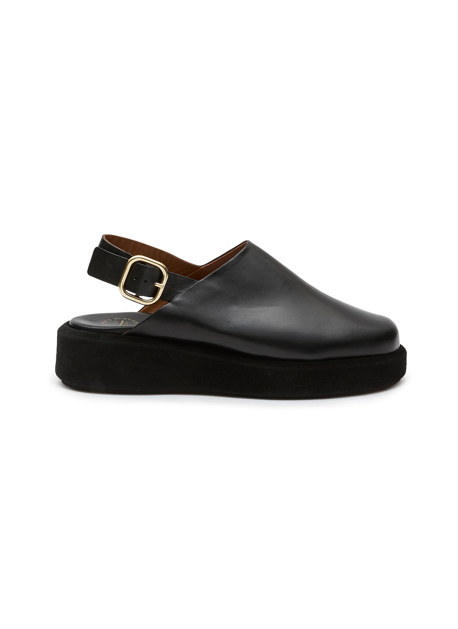 'Lecco' round-toe leather platform mules