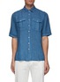 Main View - Click To Enlarge - EQUIL - CHEST FLAP POCKET SHORT SLEEVE LINEN PIQUE SHIRT