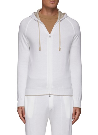 Main View - Click To Enlarge - EQUIL - Contrast accent cashmere zipped hoodie