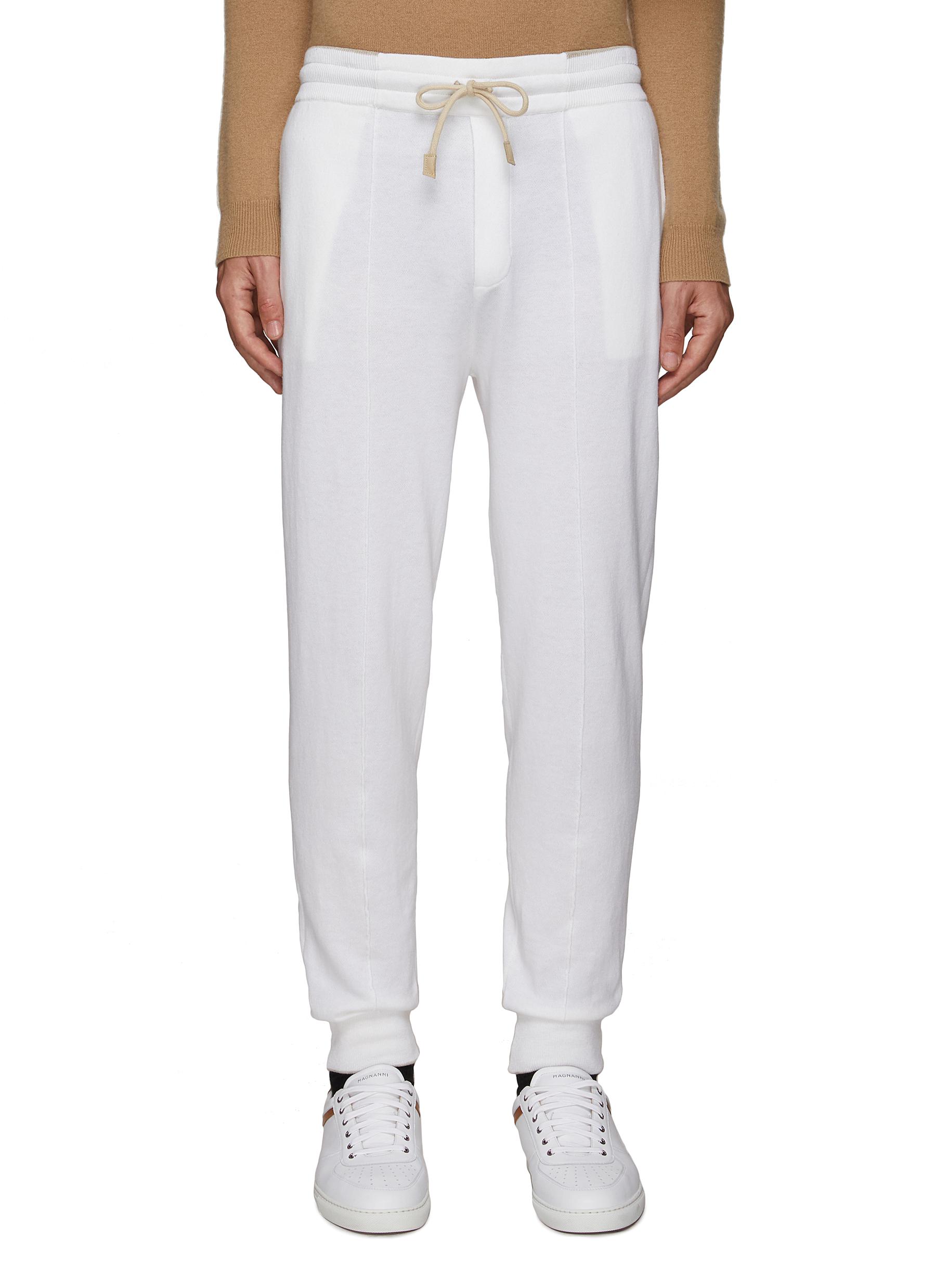 Drawstring waist cashmere jogger pants 