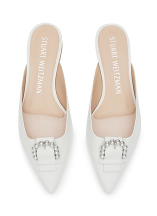 Detail View - Click To Enlarge - STUART WEITZMAN - Faux pearl buckle point toe leather mules