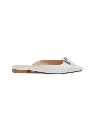 Main View - Click To Enlarge - STUART WEITZMAN - Faux pearl buckle point toe leather mules