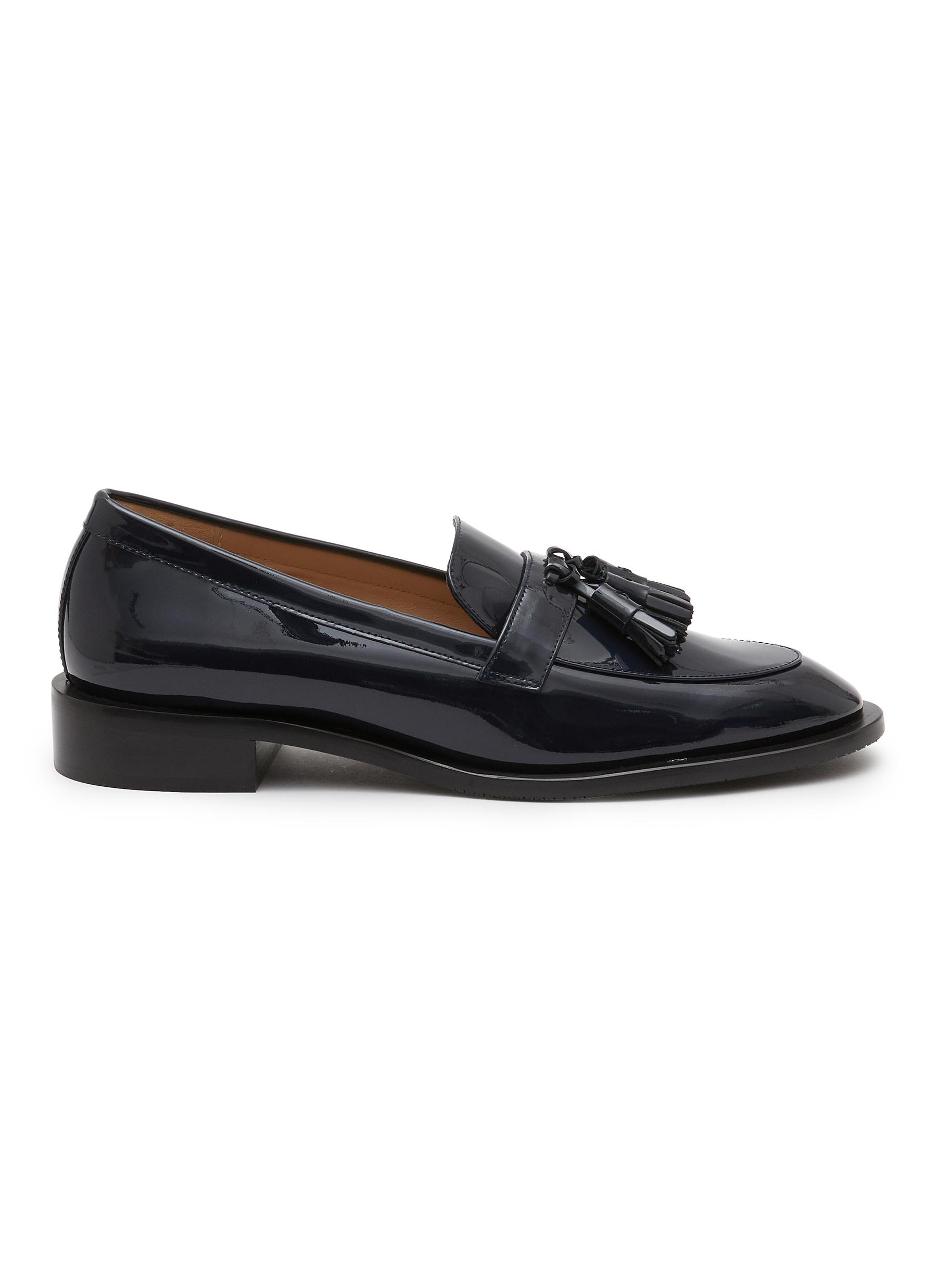 stuart weitzman patent leather loafers