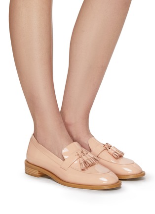 Figure View - Click To Enlarge - STUART WEITZMAN - ‘SUTTON’ TASSEL EMBELLISHED PATENT LEATHER LOAFERS