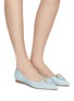 Figure View - Click To Enlarge - STUART WEITZMAN - Faux pearl buckle point toe leather skimmer flats