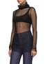 Front View - Click To Enlarge - THE ROW - ‘Fadia' crinkled turtleneck mesh top