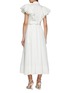 Back View - Click To Enlarge - AJE - ‘KINDRED’ FRILL SLEEVE COTTON POPLIN MIDI DRESS