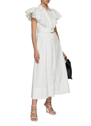 Figure View - Click To Enlarge - AJE - ‘KINDRED’ FRILL SLEEVE COTTON POPLIN MIDI DRESS