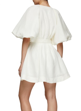 Back View - Click To Enlarge - AJE - ‘EVERMORE’ BELTED LINEN BLEND SS MINI DRESS