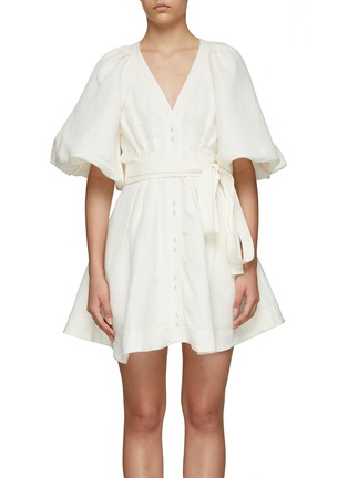 Main View - Click To Enlarge - AJE - ‘EVERMORE’ BELTED LINEN BLEND SS MINI DRESS
