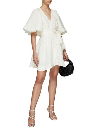 Figure View - Click To Enlarge - AJE - ‘EVERMORE’ BELTED LINEN BLEND SS MINI DRESS