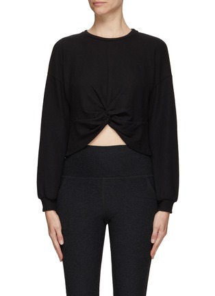 Main View - Click To Enlarge - BEYOND YOGA - ‘Twist of Fate' front knot crop sweatshirt