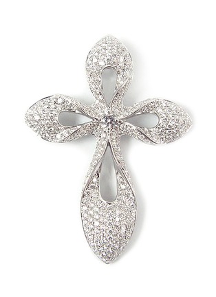Main View - Click To Enlarge - LC COLLECTION JEWELLERY - 18K White Gold Diamond Cross Pendant