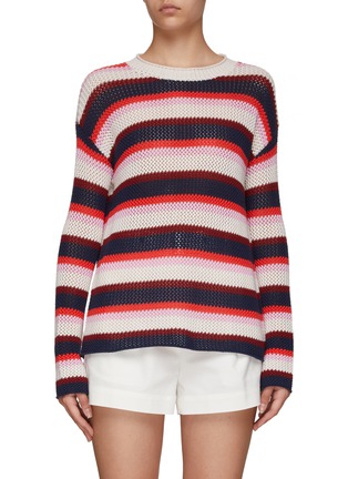 Main View - Click To Enlarge - KULE - ‘THE HOPE' STRIPED CROCHET CREWNECK JUMPER
