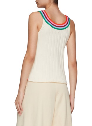 Back View - Click To Enlarge - KULE - The Reva' Rainbow Neckline Ribbed Cotton Blend Tank Top