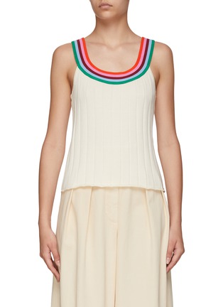 Main View - Click To Enlarge - KULE - The Reva' Rainbow Neckline Ribbed Cotton Blend Tank Top