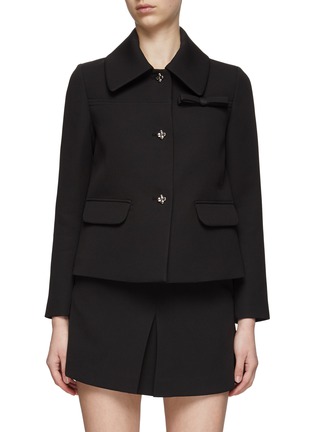 Main View - Click To Enlarge - MING MA - CRYSTAL EMBELLISHED BUTTON SPREAD COLLAR COAT