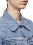 Detail View - Click To Enlarge - MING MA - CRYSTAL EMBELLISHED BUTTON LACE TRIM COLLAR DENIM JACKET