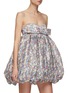 Detail View - Click To Enlarge - MING MA - Floral Print Bow Detail Sequined Bubble Mini Dress