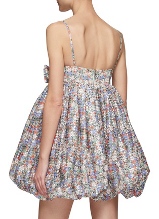 Back View - Click To Enlarge - MING MA - Floral Print Bow Detail Sequined Bubble Mini Dress