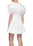 Back View - Click To Enlarge - MING MA - Lace Collar Detail Puff Sleeve Cotton Blend Dress