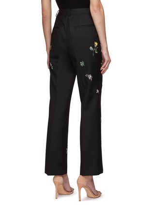 Back View - Click To Enlarge - MING MA - Beaded Floral Motif Wool Blend Suiting Pants