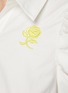  - MING MA - Flower Embroidered Crisscross Waist Detail Crop Shirt