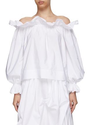 Main View - Click To Enlarge - MING MA - Ruffled neck off-shoulder blouse