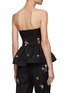 Back View - Click To Enlarge - MING MA - Beaded Floral Motif Wool Blend Strapless Peplum Top