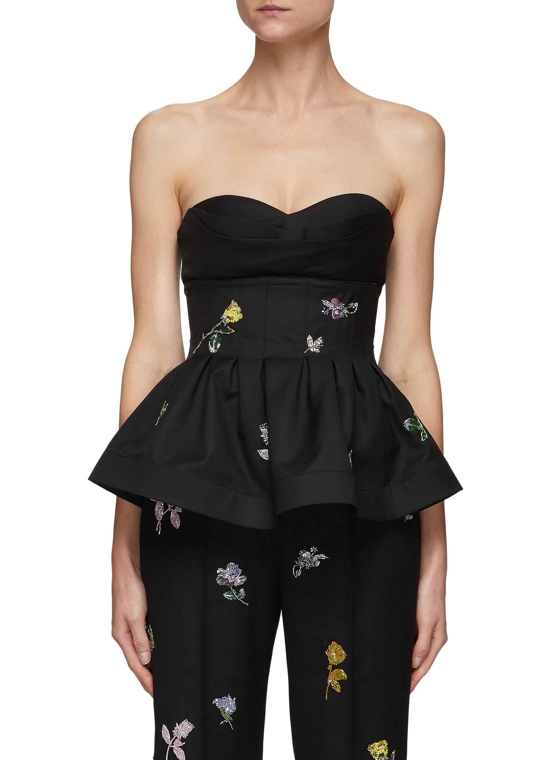 floral strapless top