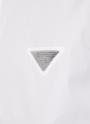  - PRADA - Sequin Collar Logo Appliqué Cotton Shirt