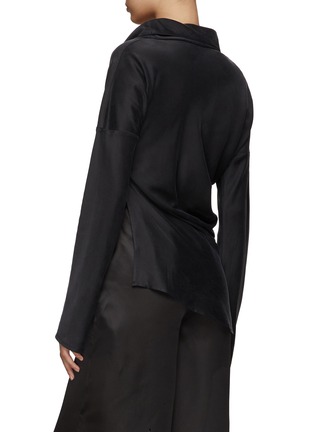 Back View - Click To Enlarge - RUOHAN - GATHERED DETAIL ROUND NECK SILK SHIRT