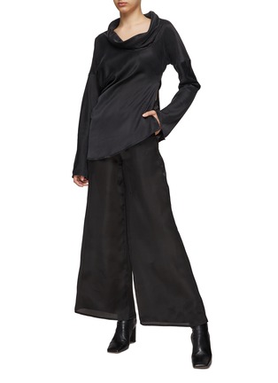 Figure View - Click To Enlarge - RUOHAN - GATHERED DETAIL ELASTIC WAISTBAND WIDE LEG PANTS