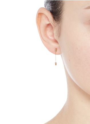 Figure View - Click To Enlarge - XIAO WANG - 'Gravity' diamond chain 14k yellow gold earrings
