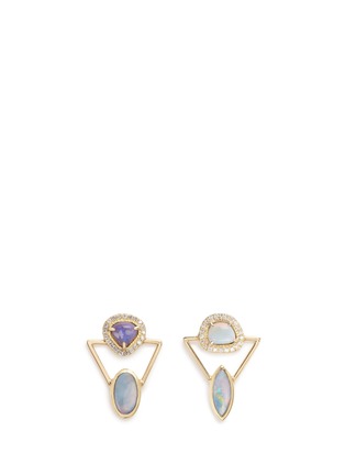 Main View - Click To Enlarge - XIAO WANG - 'Galaxy' diamond opal stone 18k gold earrings